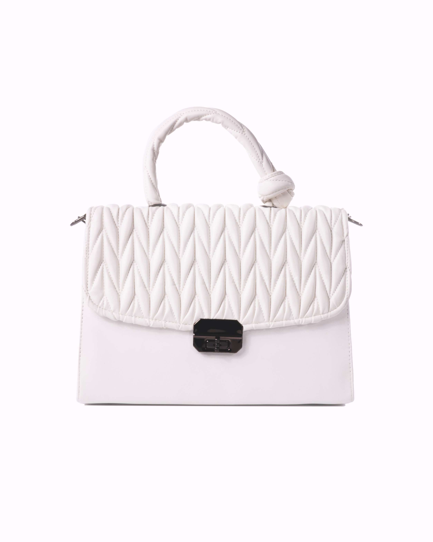 Quilted Top-Handle Shoulder Bag Pearl White
